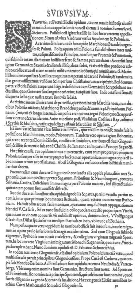 Zakupiony plan miasta z fragmentami łacińskiego tekstu opisowego na odwrocie.